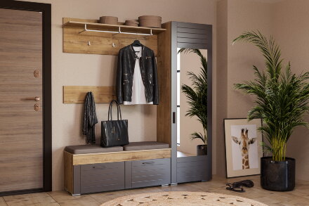 Шкаф для одежды с зеркалом Livorno НМ 013.16, графит 