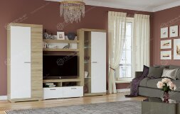 Модульная гостиная Соната 4, Сонома/Белый глянец    