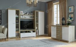Модульная гостиная Соната 4, Сонома/Белый глянец    