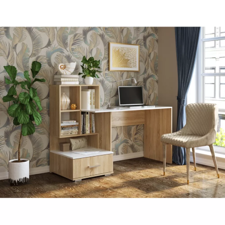 Стол ПКС-10, Сонома-Белый глянец  