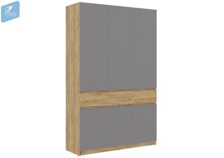 Шкаф трехстворчатый ШК-002 Бостон ЛДСП, дуб крафт/серый шифер  