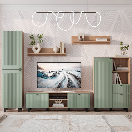 Пенал со стеклом Олива, Эвкалипт софт  