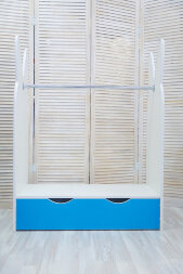 Стеллаж-вешалка Зайка, белый-лазурь 