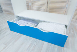 Стеллаж-вешалка Зайка, белый-лазурь 