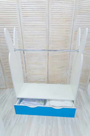 Стеллаж-вешалка Зайка, белый-лазурь  