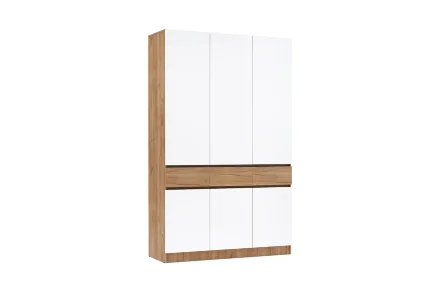 Шкаф трехстворчатый Роджина дуб крафт / белый глянец  