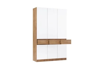 Шкаф трехстворчатый Роджина дуб крафт / белый глянец  