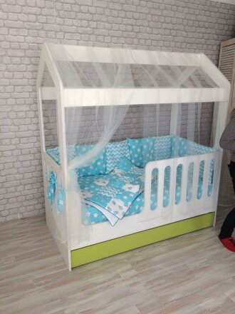 Детская кровать-домик двухъярусная выкатная 