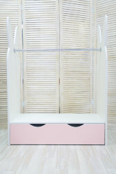 Стеллаж-вешалка Зайка, белый-розовый 