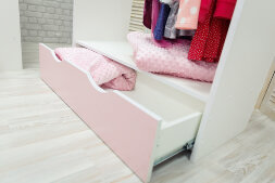 Стеллаж-вешалка Зайка, белый-розовый 