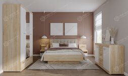 Модульная спальня Соната 2, Сонома/Белый глянец 