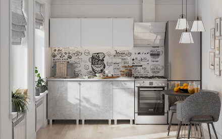 Кухонный гарнитур КГ-1(1,6 м) Цемент светлый 