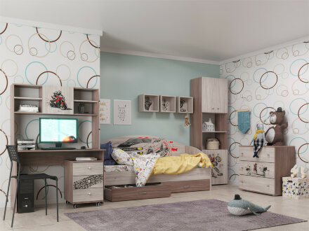 Стеллаж ДМ 12 + 3 двери с фотопечатью Форсаж 