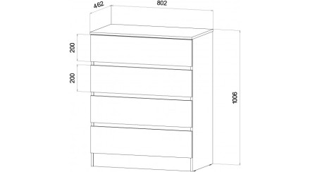 Комод 4 ящика Ленора, Дуб вотан/Кашемир 