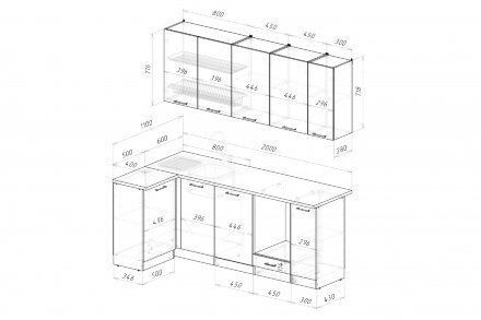 Кухонный гарнитур Альба прайм 2 400, 110х200 см (ПМ) 