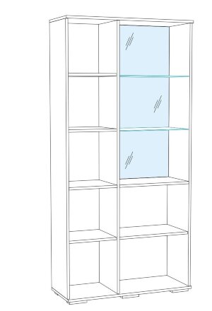 Шкаф с полками и витриной Ливорно ЛШ-6, дуб сонома 