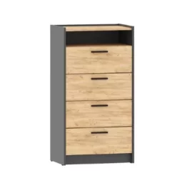 Комод Оттавия НМ 011.03, Антрацит/Дуб Крафт Золотой 