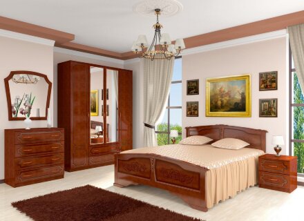 Шкаф 4 двери Лакированный орех 