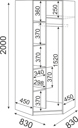 Уголовой шкаф с зеркалом Остин М01 