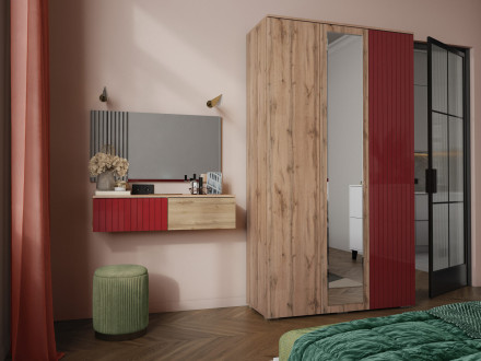 Тумба навесная Ливерпуль, вотан/бордо глянец 