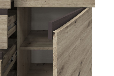 Комод 6 ящиков Тиана, Дуб Бонифаций/Вольфрам 