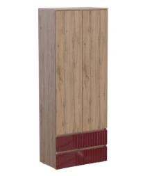 Шкаф двухстворчатый с ящиками Ливерпуль, вотан/бордо глянец