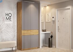 Шкаф двухстворчатый ШК-001 Бостон ЛДСП, дуб крафт/серый шифер