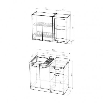 Кухонный гарнитур Лира мини, 100 см 