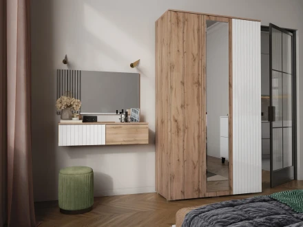 Тумба навесная Ливерпуль, вотан/белый глянец  