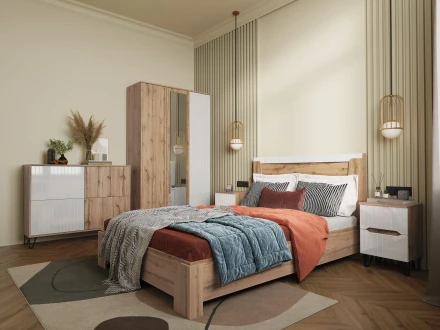 Комод Ливерпуль, вотан/белый глянец 