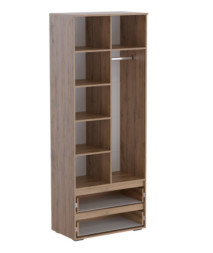 Шкаф двухстворчатый с ящиками Ливерпуль, вотан/белый глянец 