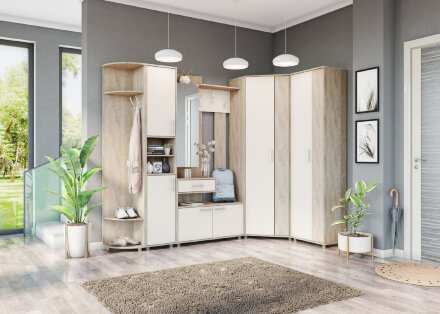 Вешалка с зеркалом Граф, Перламутр/Дуб баррик 