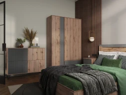Модульная спальня Ливерпуль, вотан/графит софт 